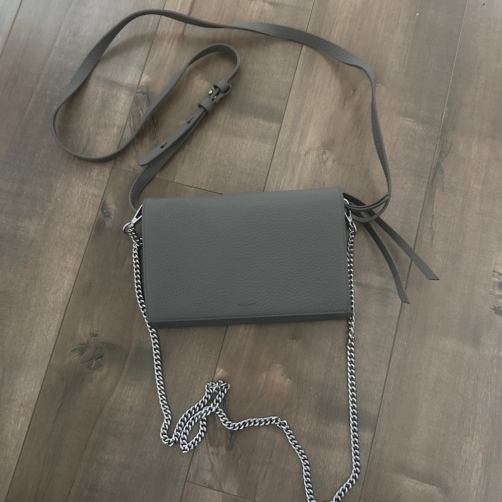 Allsaints Fetch Leather Chain Crossbody Bag